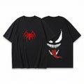 Oversized Black Graphic Tee Red Spider Print Streetwear Unisex Drop Shoulder