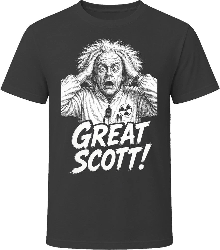 Doc Brown Great Scott Back to the Future Funny 80s Comedy T Shirt