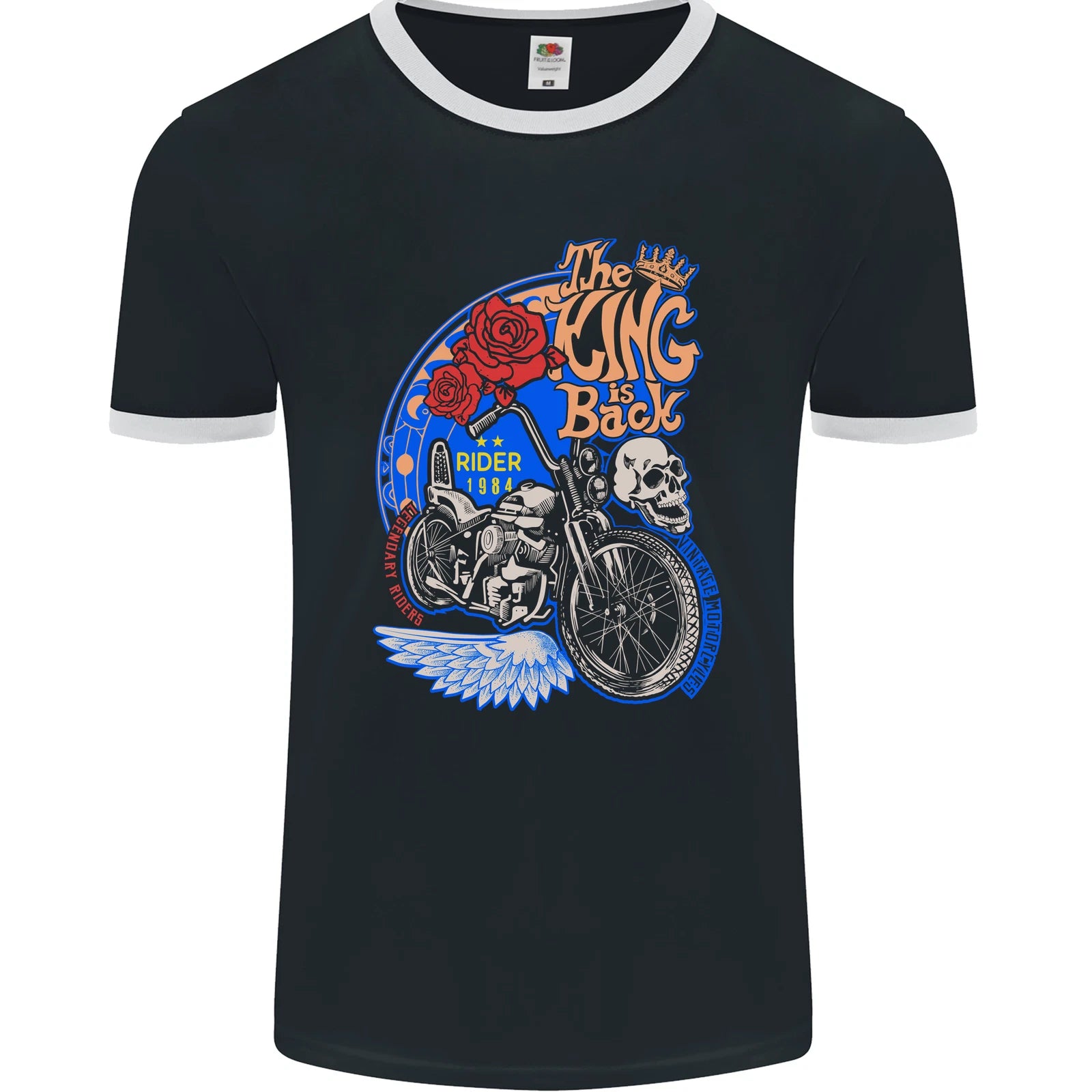 King is Back Custom Chopper Biker Motorcycle Mens Ringer T-Shirt FotL