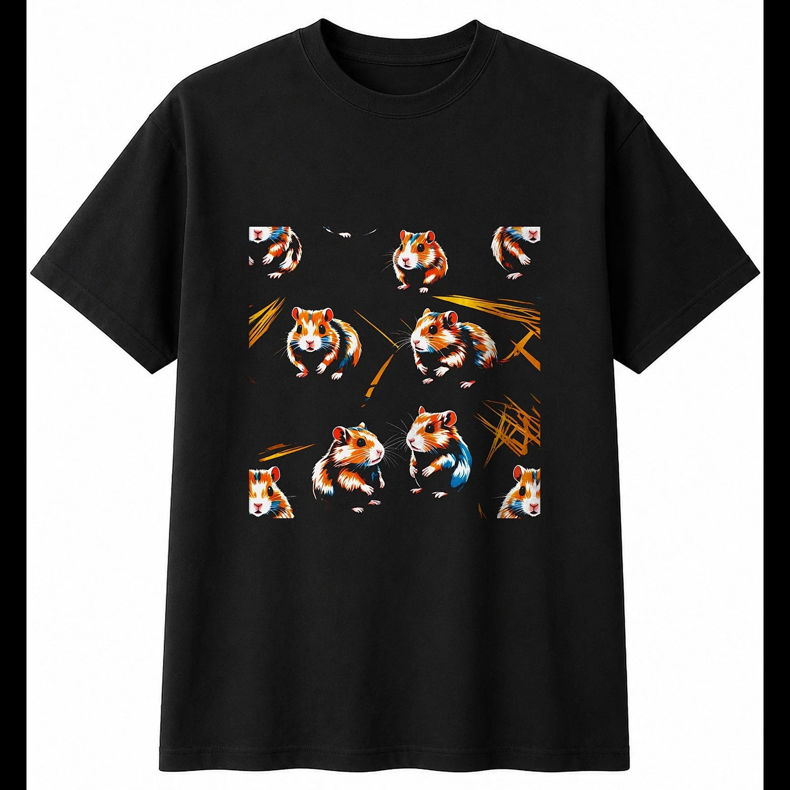 Graphic Roborovski Hamster Sunbeams Cute Mens T-Shirt Black 100% Cotton Kawaii