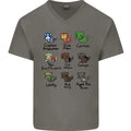 Funny Cat Superheroes Mens V-Neck Cotton T-Shirt