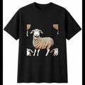 Graphic Lamb with Feathers Sheep Cute Mens T-Shirt Black 100% Cotton Kawaii