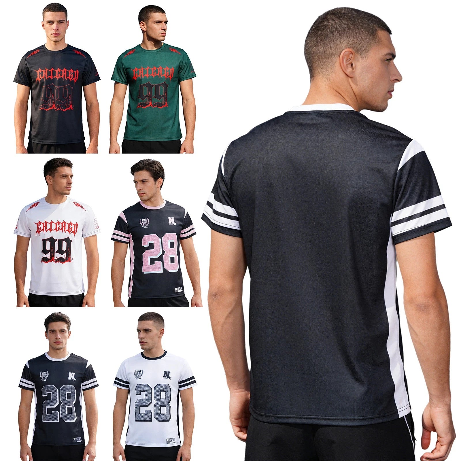 Men T-shirt Modern Tops Streetwear Top Football Matches Number Printed Shirt