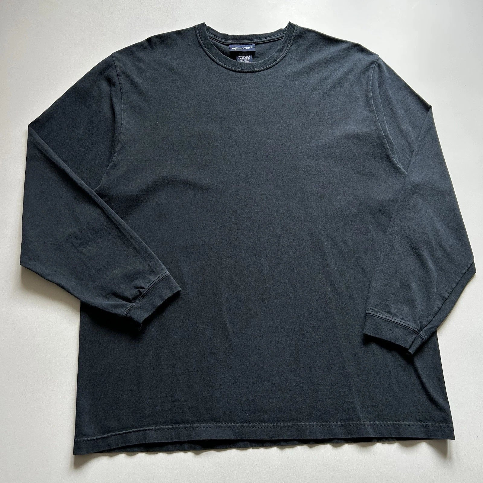 Vintage Sun Faded Black Blank Longsleeve Shirt Men's Size XL Y2K Cotton Rare