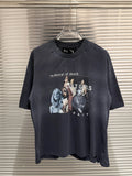 Vintage Distressed Hole Print T-shirt Unisex Crew Neck Casual Short Sleeve Top