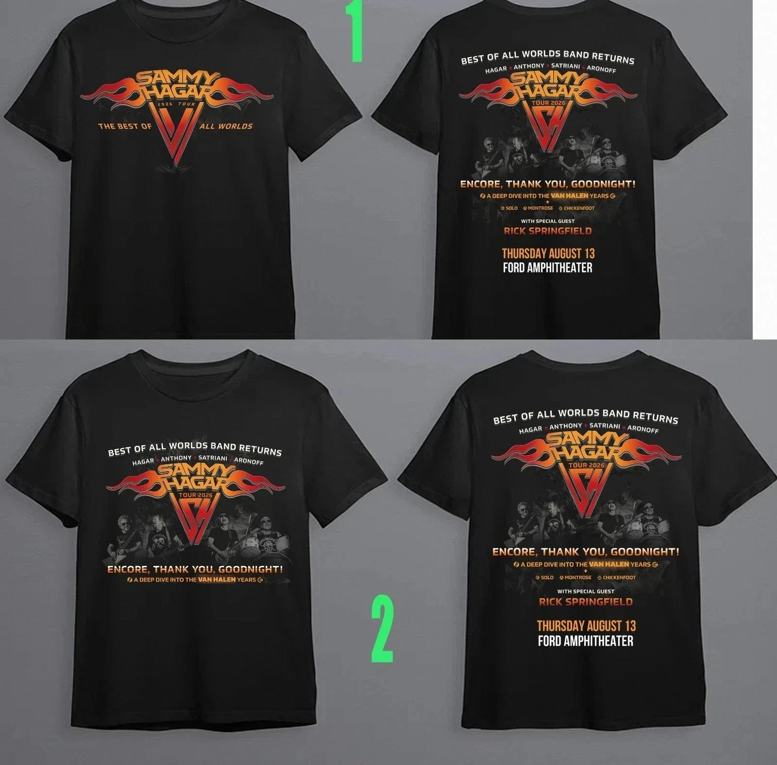 Sammy Hagar Ford Amphitheater Colorado Springs, CO 2026 Aug 13 T-Shirt