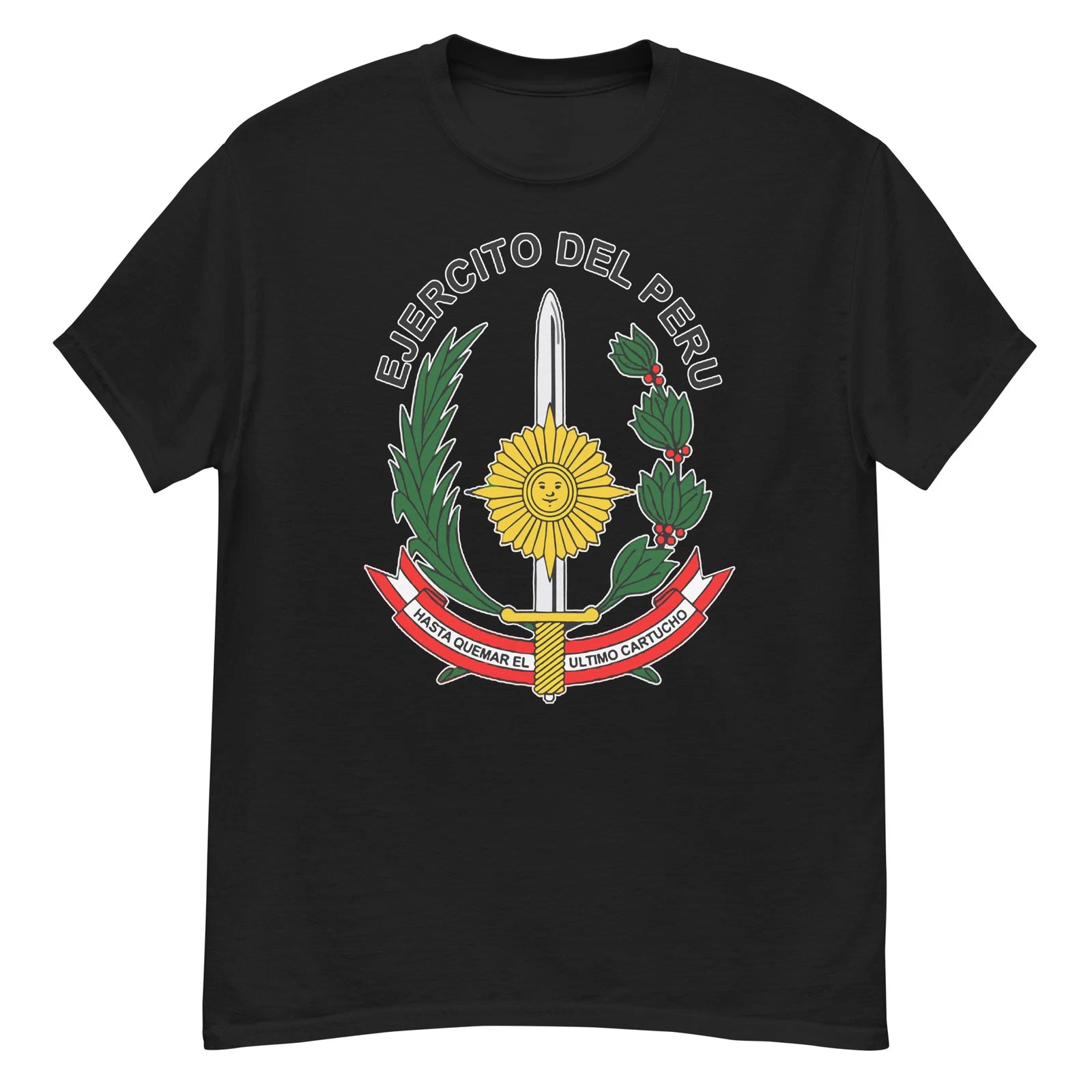 PERUVIAN ARMY EJERCITO DEL PERU EMBLEMA GRETA GRAPHIC T SHIIRT Men's classic tee