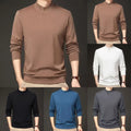 Men Long Sleeve Tee Four Seasons Long Sleeves Stand-up Collar Single Button