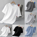 Slender Fit Men T-Shirt Short Sleeve Solid Color Round Neck Casual Summer Top
