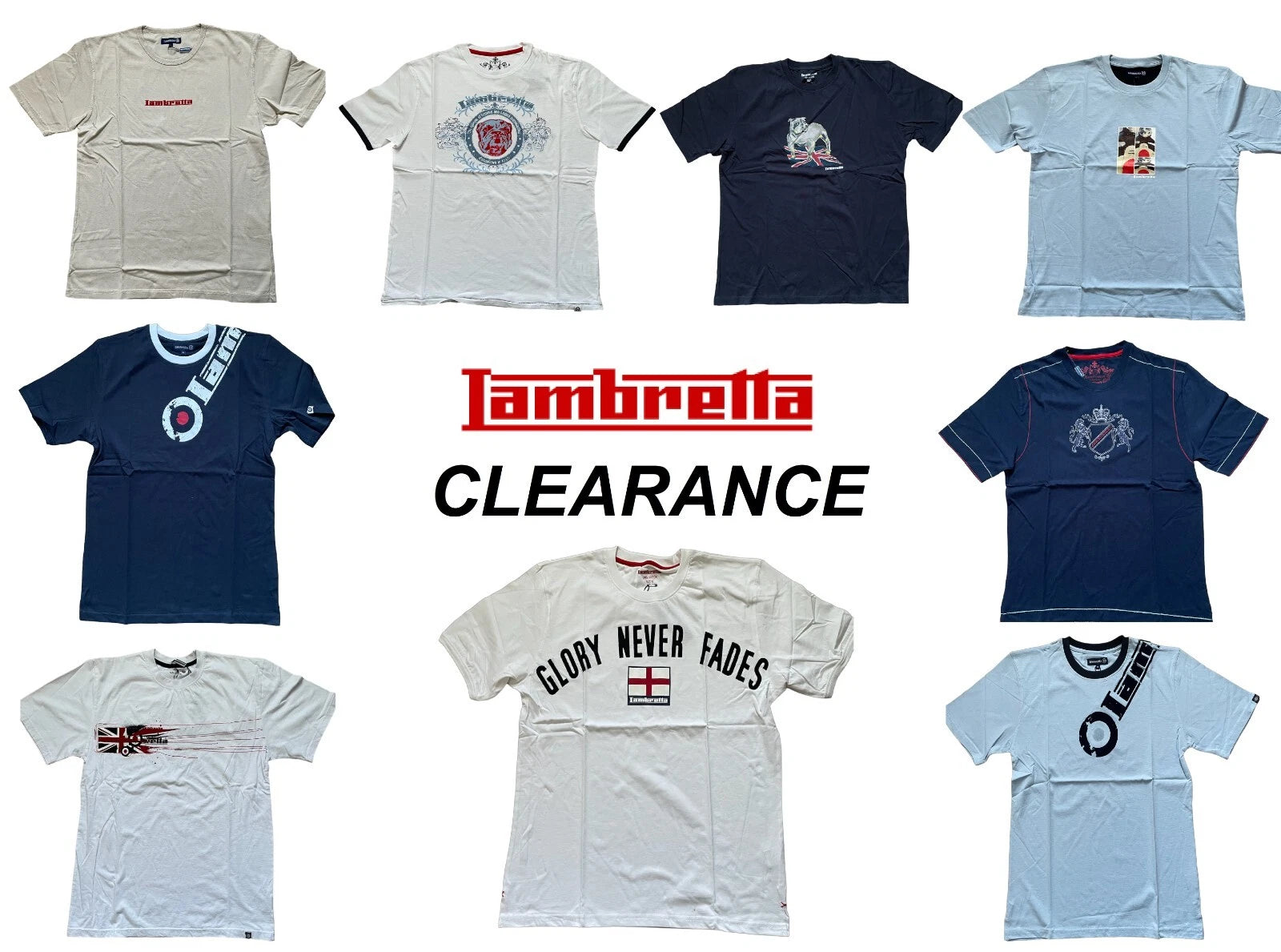CLEARANCE......Lambretta Mens Crew Neck Short Sleeve Retro Print T-Shirt Tee Top