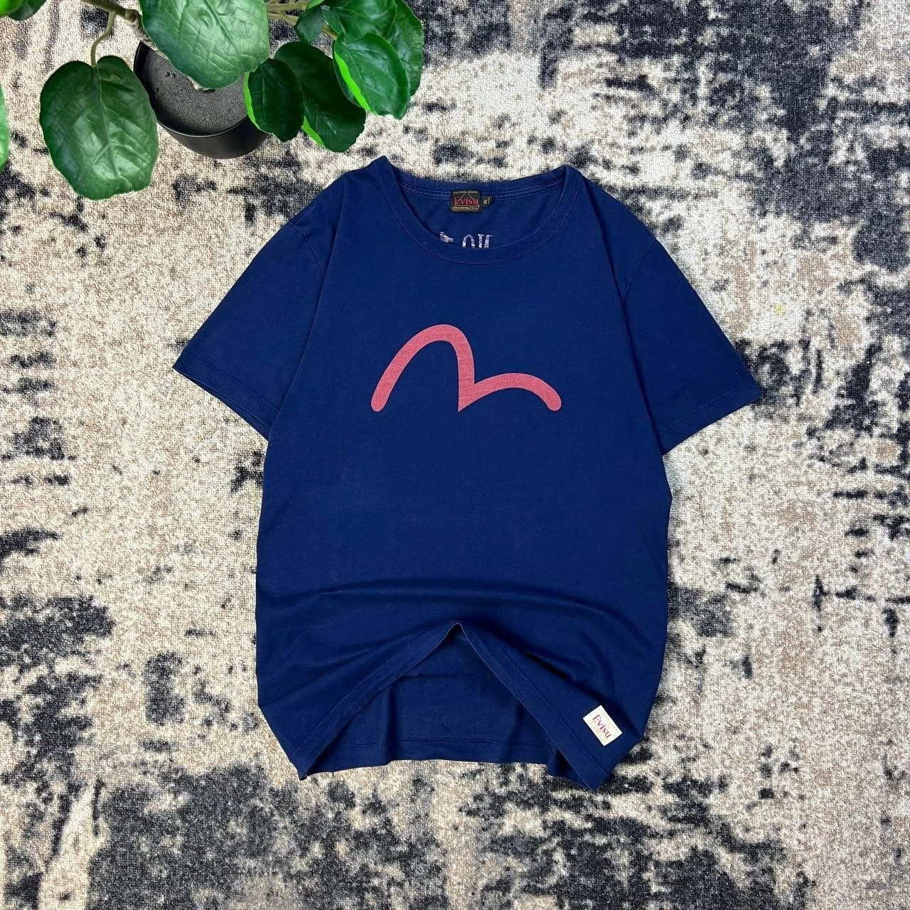 Vintage Evisu Y2K Big Logo Japanese Graphic T-Shirt Mens Navy Tee 1TS2