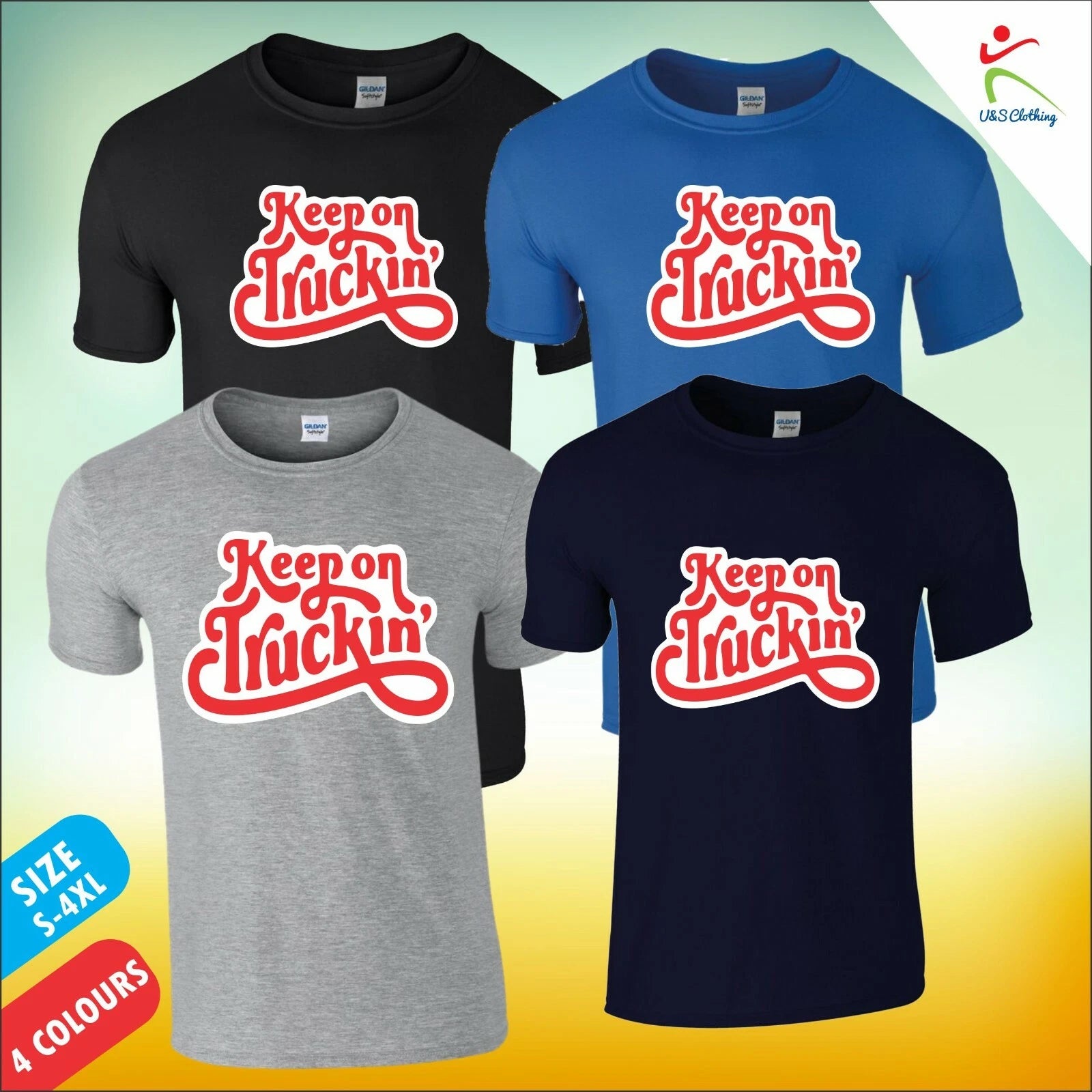 Adults Modern Unisex Tee Shirt Keep On Trucking Design Trendy Tee Small to 4XL