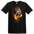 Colorful Baboon Roaring Graphic T Shirt Animal Art Creative Design Tee