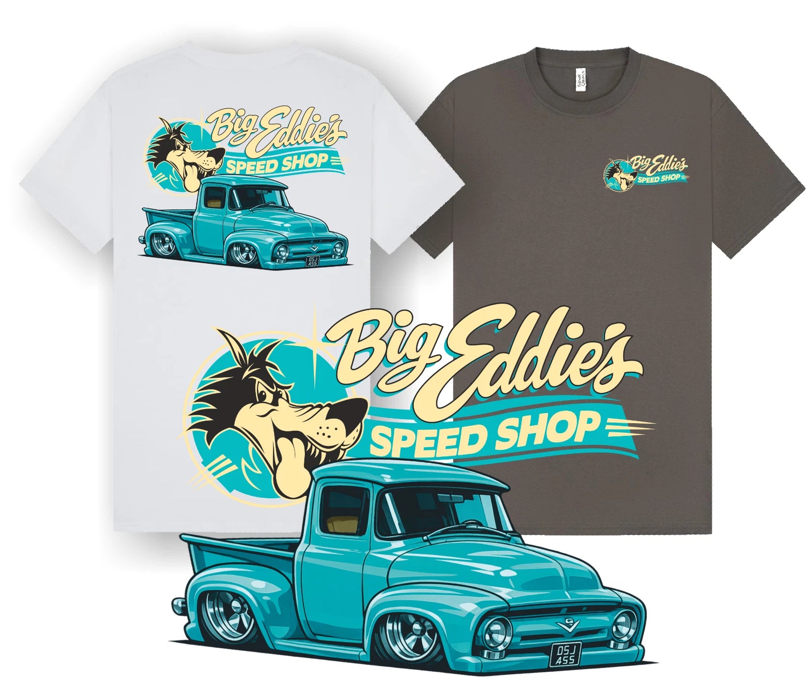 00148 Big Eddies Speed Shop Vintage Ford F100 Hot Rod Pickup T Shirt S-5XL