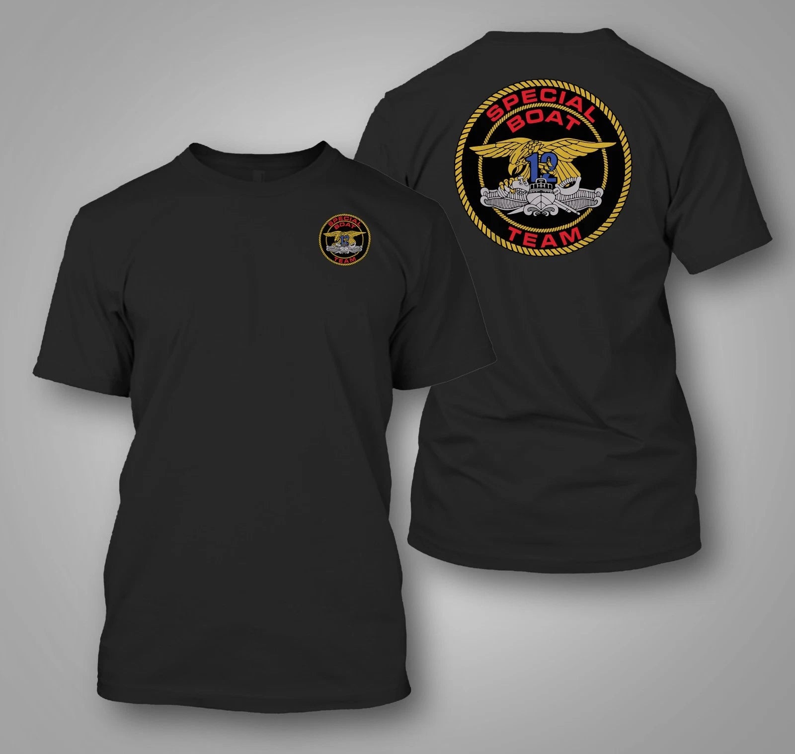 US Navy Special Boat Team 12 (SBT-12  -  Custom Men's Back and front T-Shirt Tee