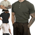Men's Breathable Short Sleeve T-Shirt V-Neck Casual Business Wear Solid Color