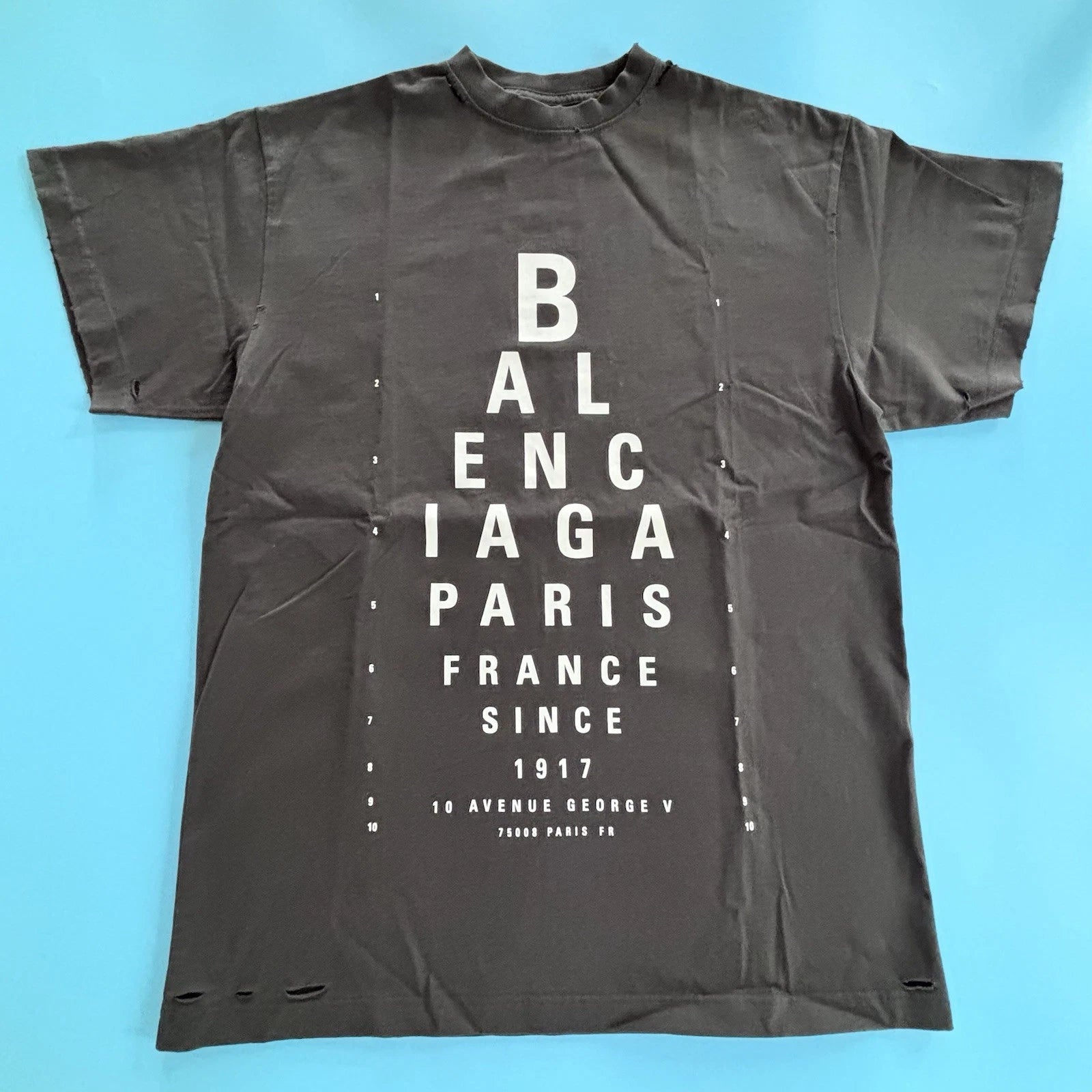 Balenciaga Paris France Since 1917 Distressed Black T-Shirt Size 1 Small