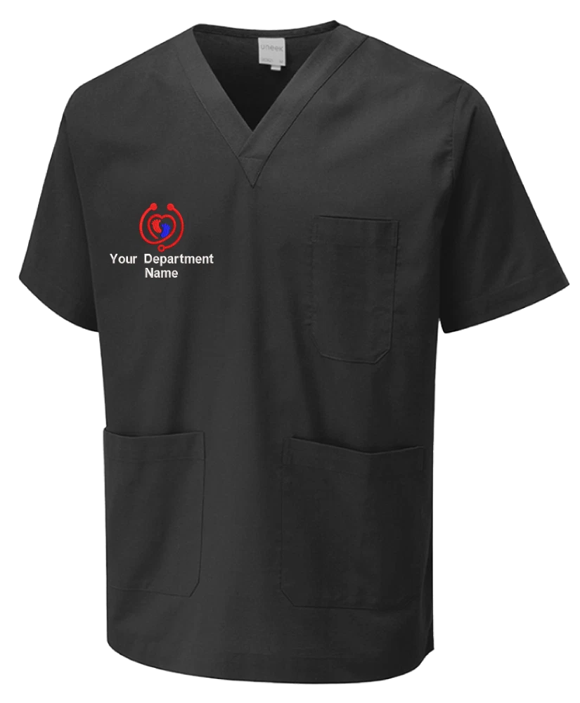 Personalised Custom Embroidered Scrub Tunic Department Name Heart Doctor Nurse
