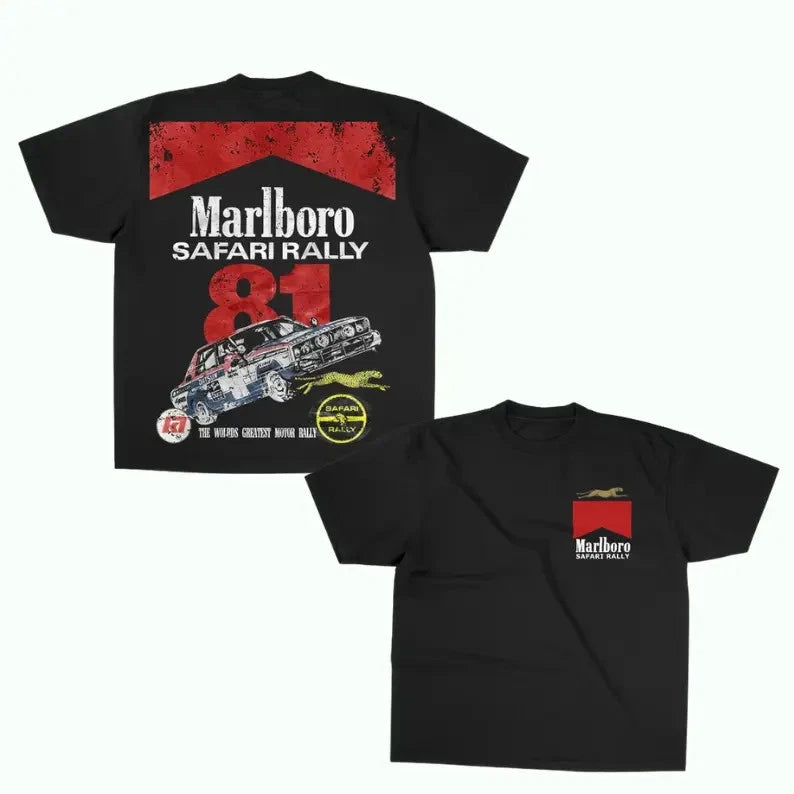 Safari Rally 1981 Retro Racing T-Shirt Black Vintage Rally Graphic Tee