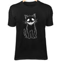 Halloween Mask Cat Line Art - Cute Minimalist Cartoon in Spooky Kawaii Style