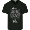 Wild and Free Tiger Mens V-Neck Cotton T-Shirt