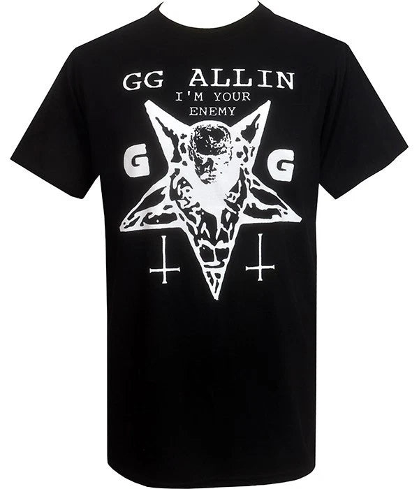 GG Allin I’m Your Enemy T-Shirt Men’s Punk Rock Tee Black