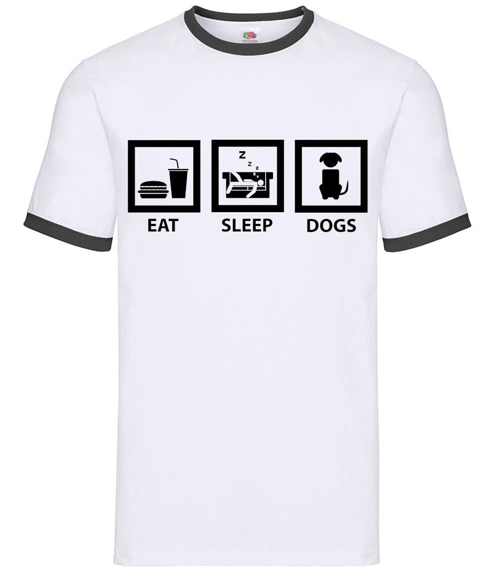 Eat Sleep Dog - Mens Ringer - Doggy Puppy Dogs Pet Canine Cute Gift