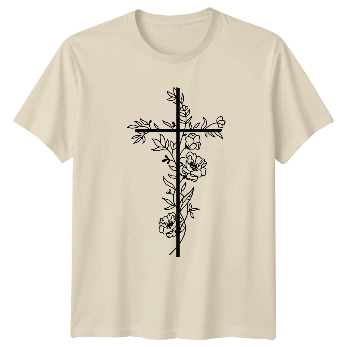 Faith Hope Love Floral Cross T-Shirt Christian Easter Gift For Him And Her