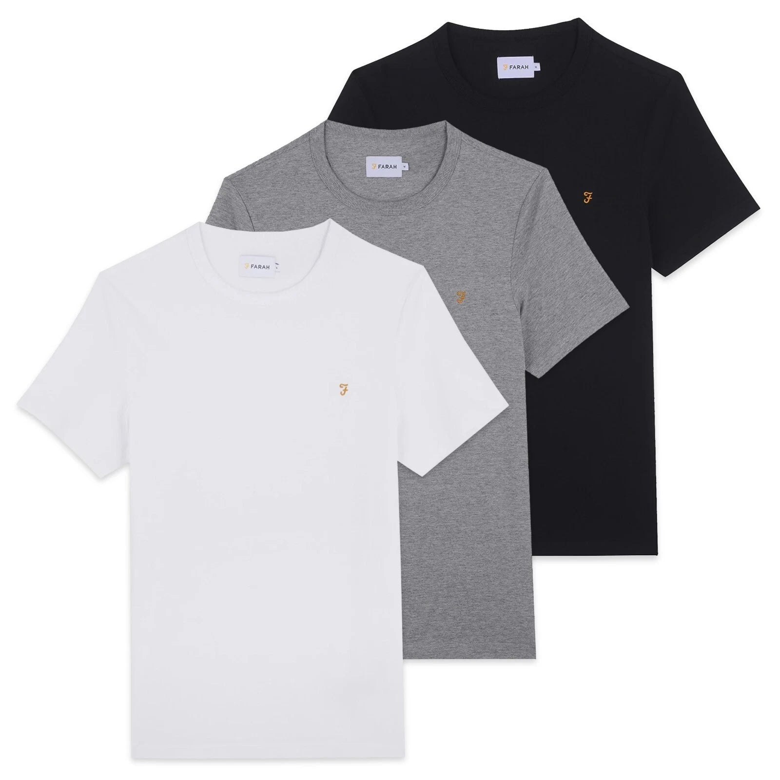 Farah T-Shirt - Farah Danny Regular Fit T-Shirt - F4KFD040 - Black, White, Grey