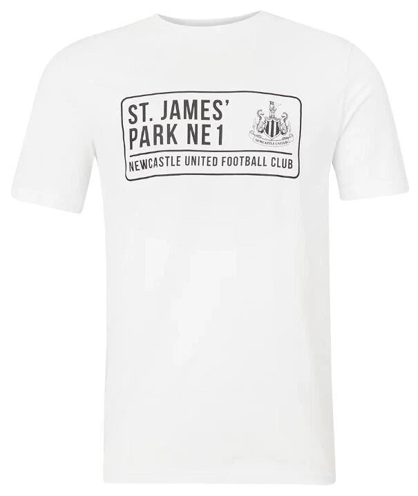 Newcastle United Official White Cotton Short Sleeve T Shirt St James's Park St