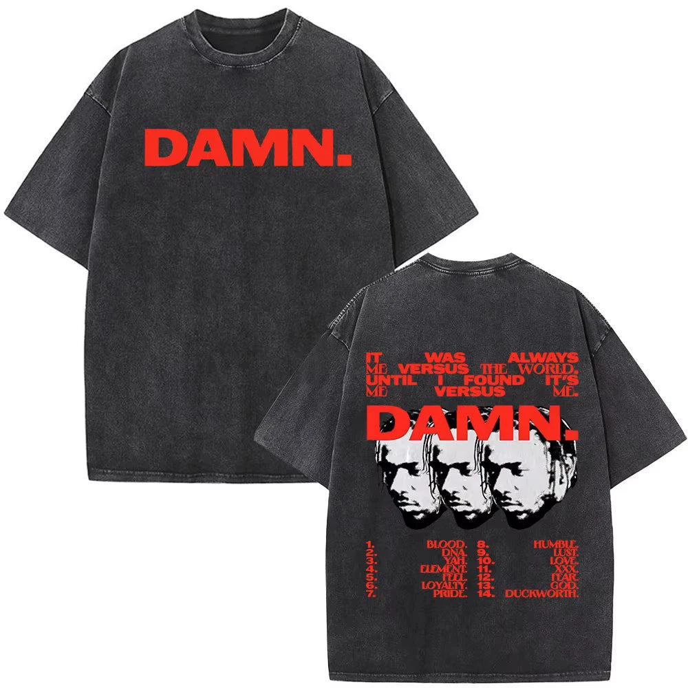 Kendrick Lamar Graphic T Shirt Washed Black Oversized Y2K Rap Tee Mens Top