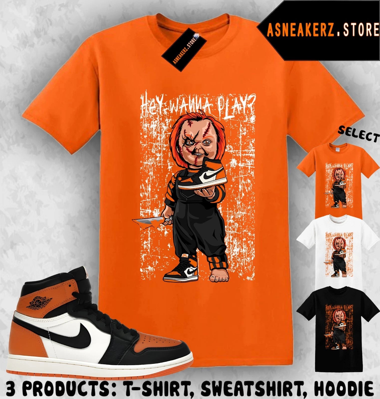 Shirt Matching AJ 1 High OG Shattered Backboard Match Sneaker Sneakerhead Chucky