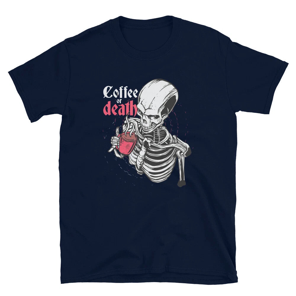 Coffee Or Death Funny Halloween Classic Style T-Shirt
