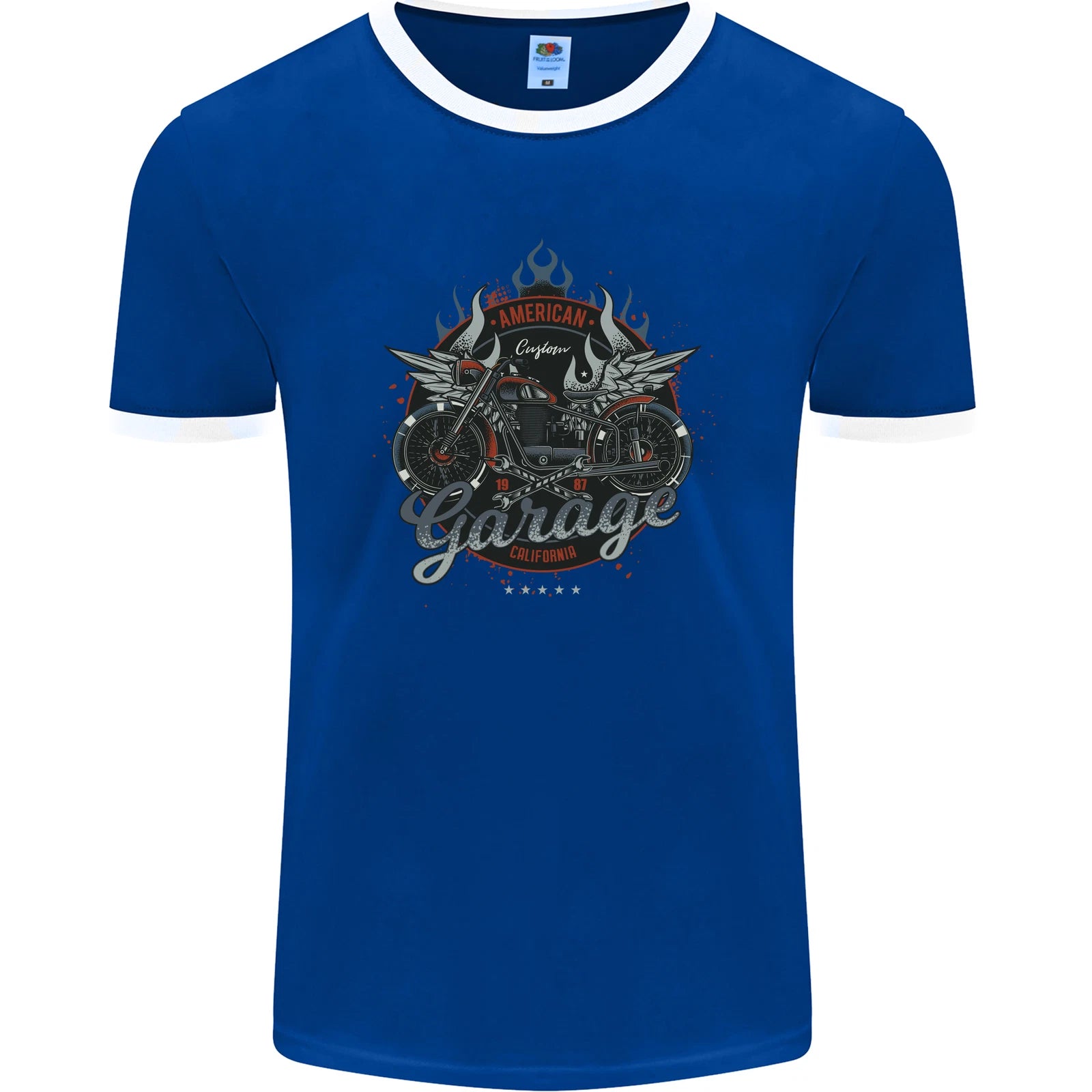 American Custom Garage Biker Motorcycle Mens Ringer T-Shirt FotL