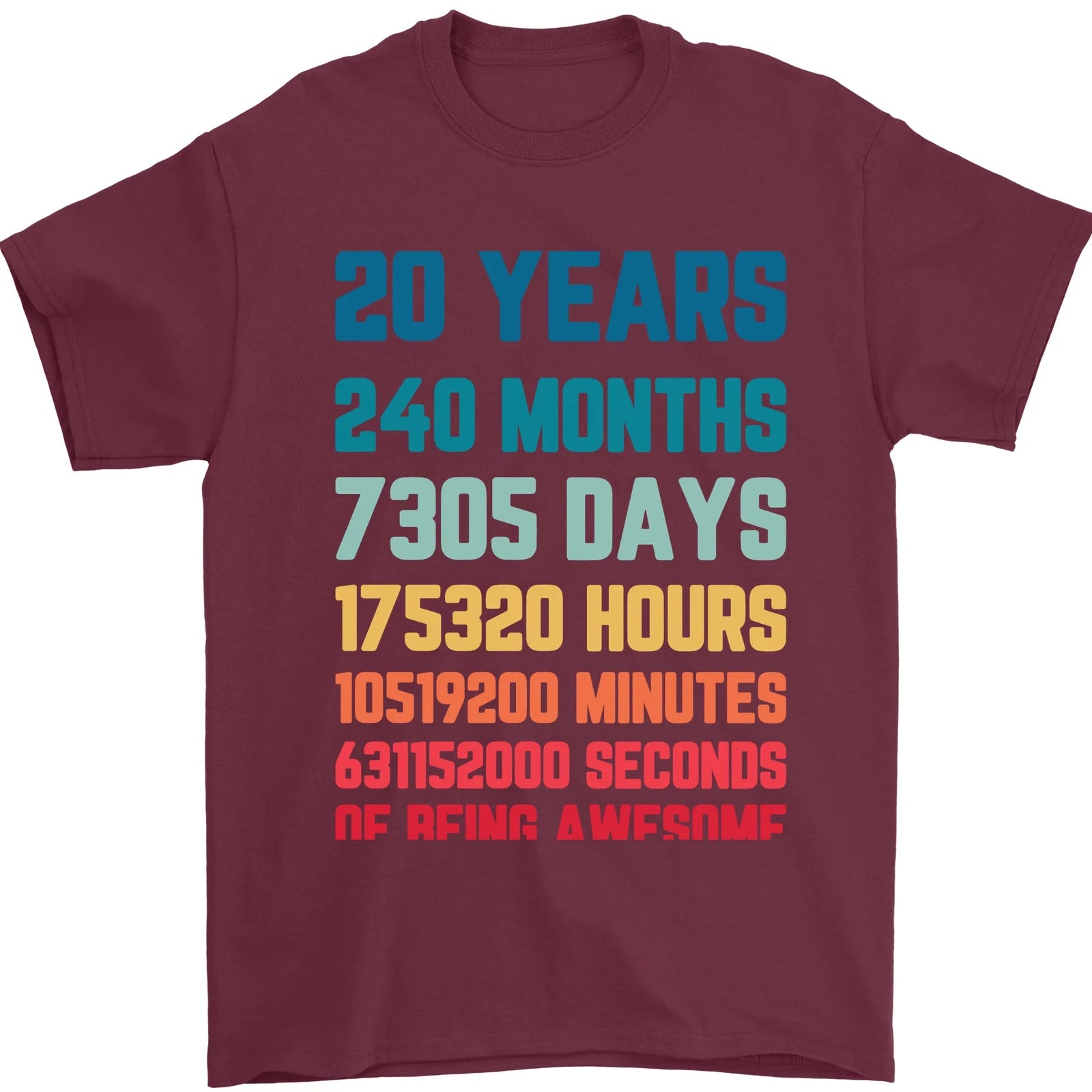 20th Birthday 20 Year Old Mens T-Shirt 100% Cotton