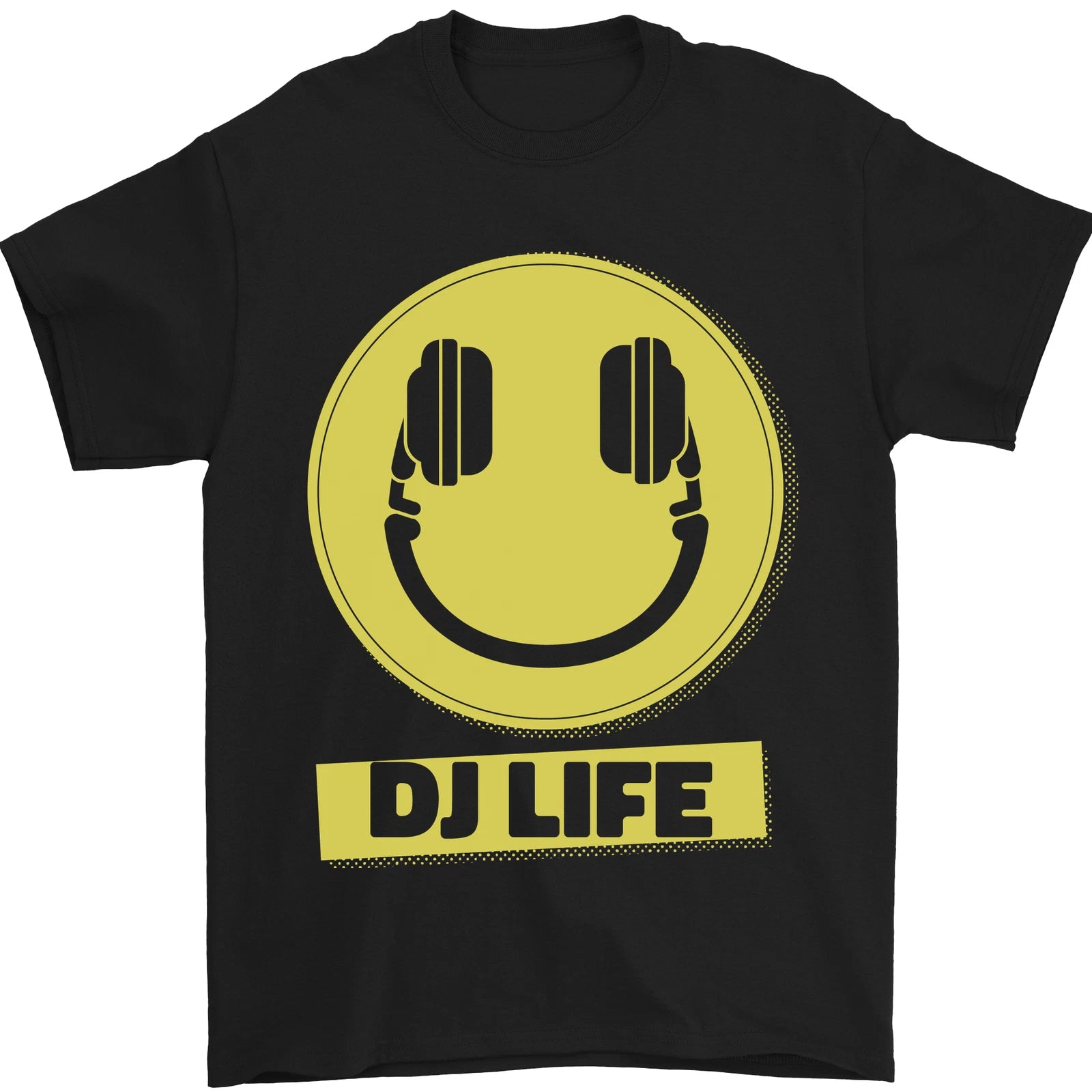 Headphones DJ Life Acid Face Vinyl Decks Mens T-Shirt 100% Cotton
