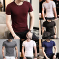 Short Sleeve Top Men Slim T-shirt Short Sleeve Slim Fit Stretch Fabric