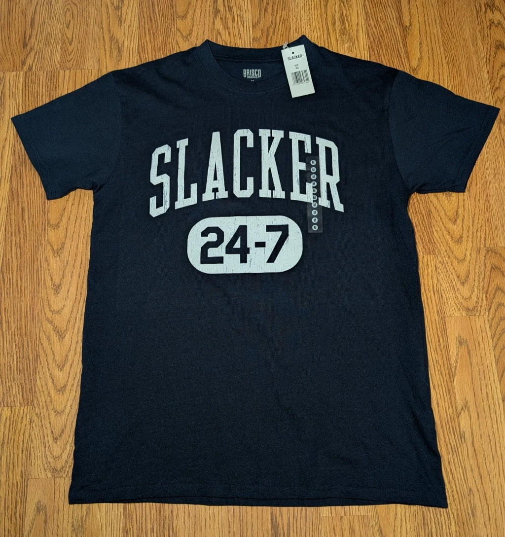 Slacker t-shirt 24-7, Humor (M) Blue Color, NEW