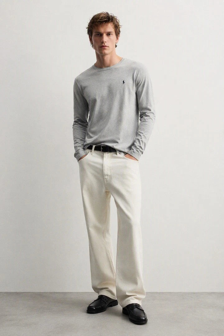 POLO RALPH LAUREN Men's Grey Heather Long Sleeve T Shirt Crew Neck  Top BNWT