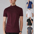 Men's Regular Fit Short Sleeve T Shirt Half High Collar Solid Color Casual
