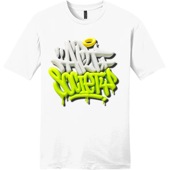 NEW Art Society 3D GRAFFITI BLACK/GREEN Tee Shirt WHITE SM-4XLARGE MADE IN USA