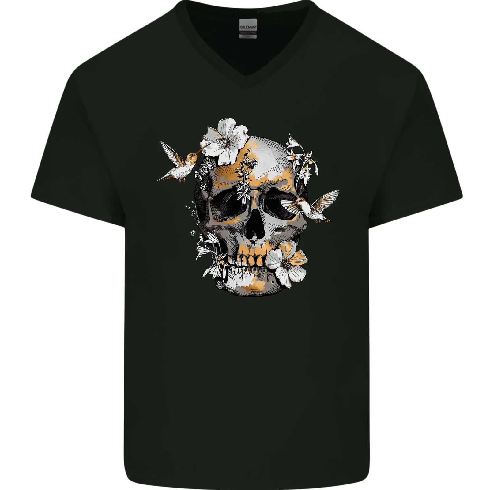 Wildlife Spring Skull Mens V-Neck Cotton T-Shirt