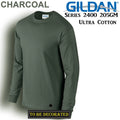 AU Gildan Long Sleeve T-Shirt Charcoal Basic Tee Top Mens Ultra Cotton T-Shirts