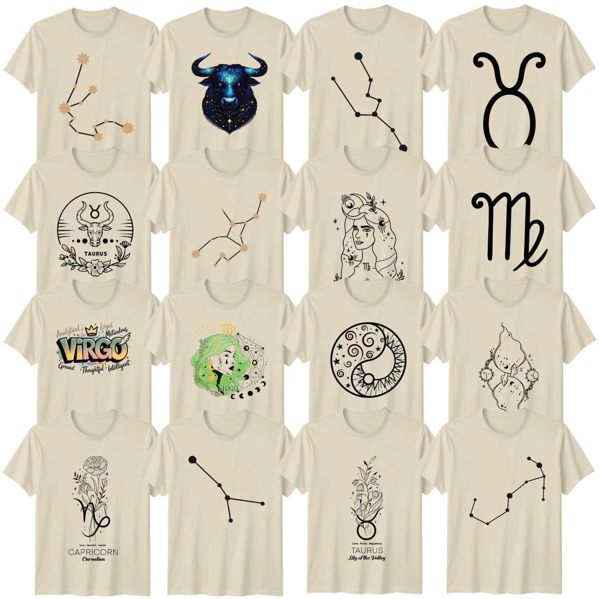 Minimalist Astrology Adult T-Shirt Celestial Zodiac Gift
