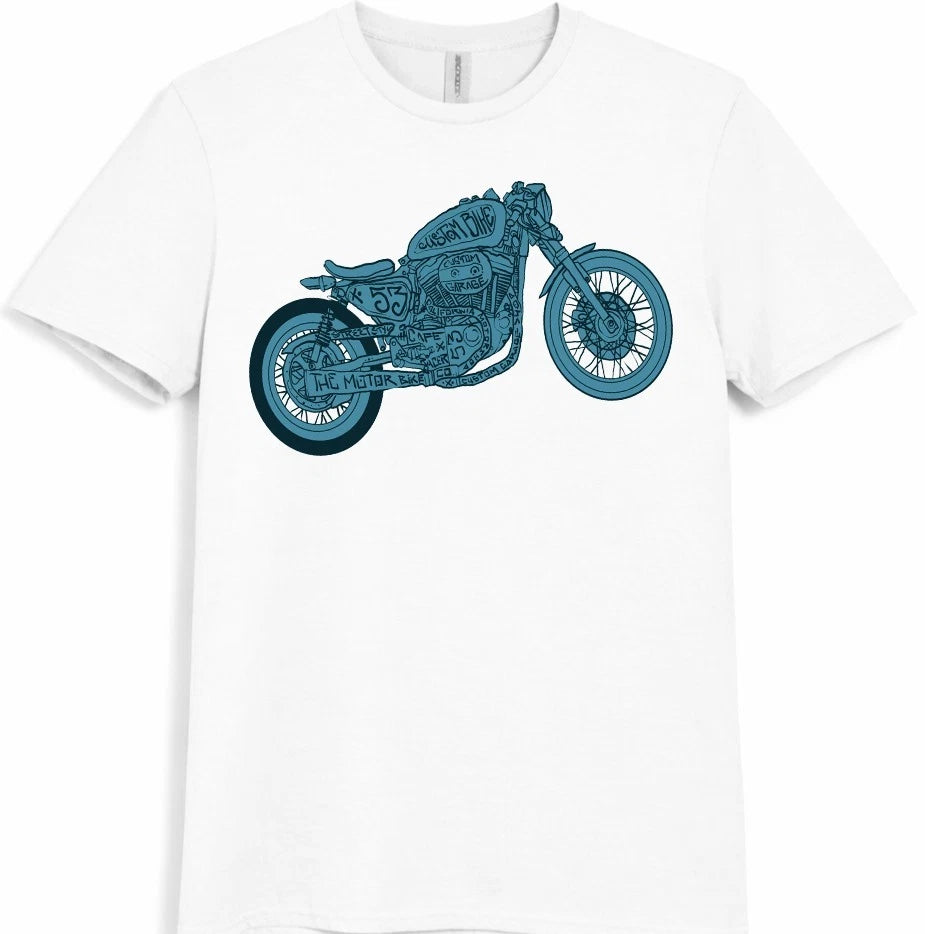Custom Motorcycle Biker T-Shirt Cafe Racer Garage Motorbike Rider Gift Tee Top.