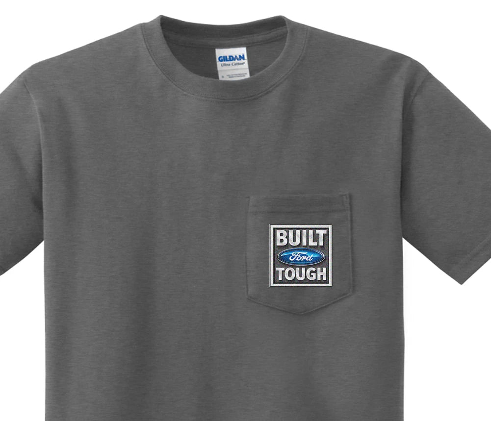 Pocket t-shirt men's Built Ford Tough pocket tee mens dark gray shirt