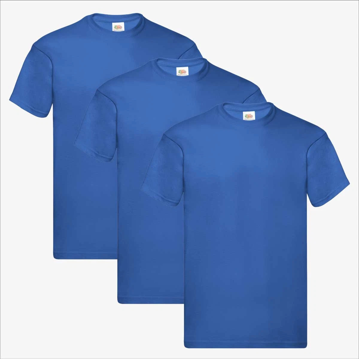 Fruit of the Loom Mens T-Shirt 3-Pack Bundle Plain Cotton Blue Casual Top