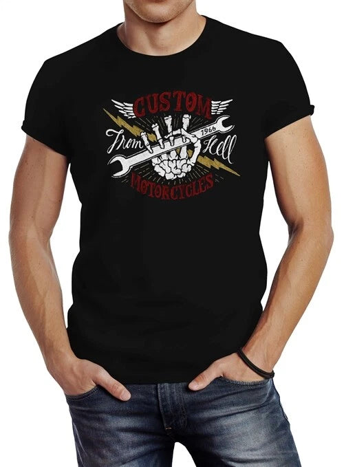 Mens Biker Motorcycle Custom Motorcycles Slim Fit Neverless® T-Shirt