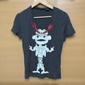John Galliano Gray V-Neck T-Shirt M Italy Character Graphic