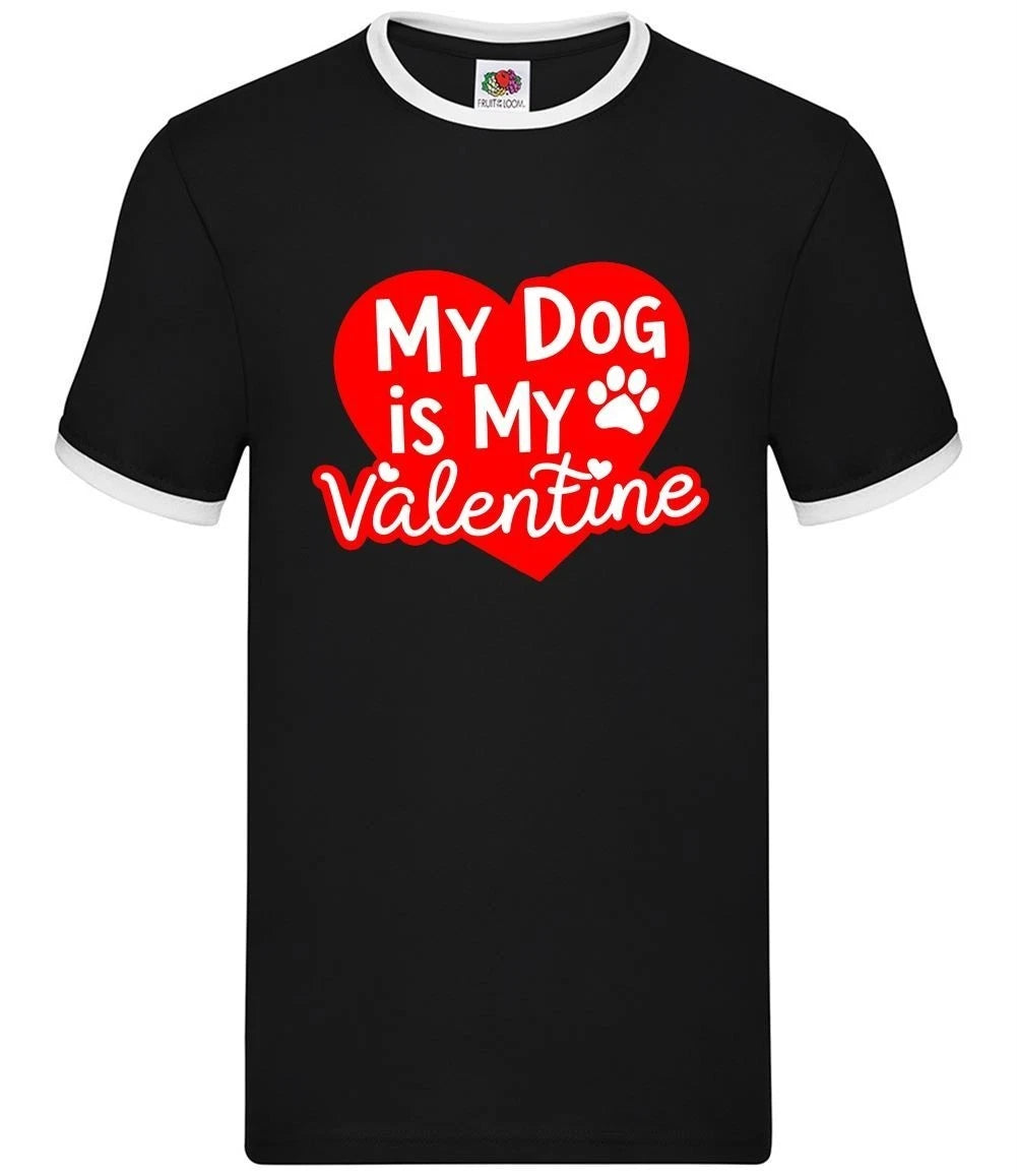 My Dog Is My Valentine - Mens Ringer - Love Pet Dogs Labrador Cute Funny